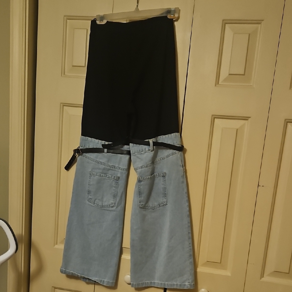 Stylish Black and Light Blue Women's Flare Jeans